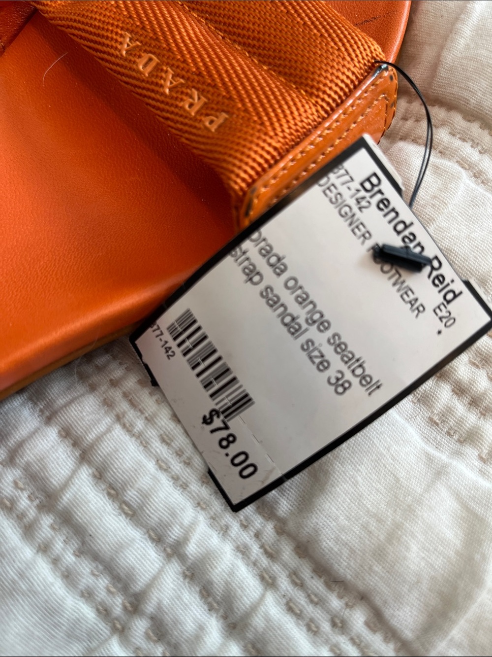 Prada Orange Fabric Strap Slide Sandals - Picture 2 of 7